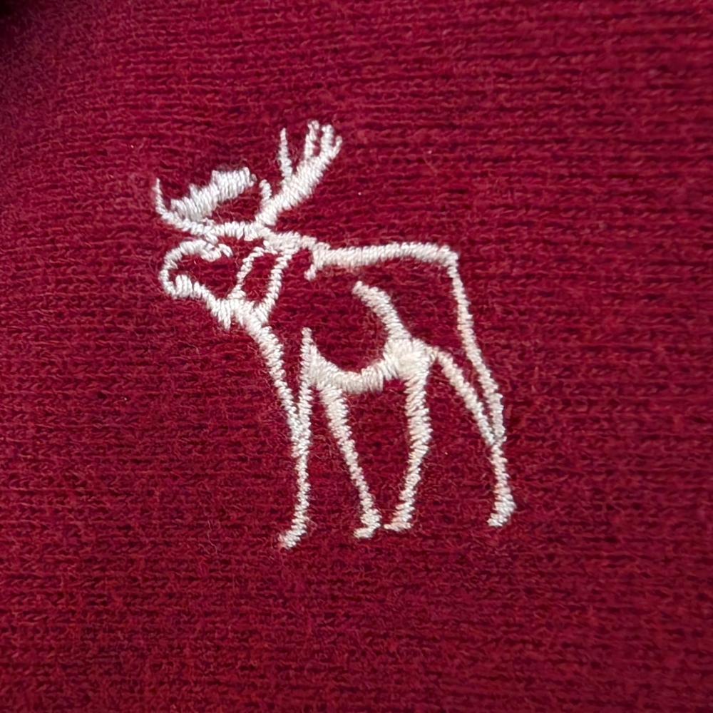 Vintage Abercrombie & Fitch Burgundy Hooded Sweatshirt Faux Fur Lining Rare. - Picture 7 of 9